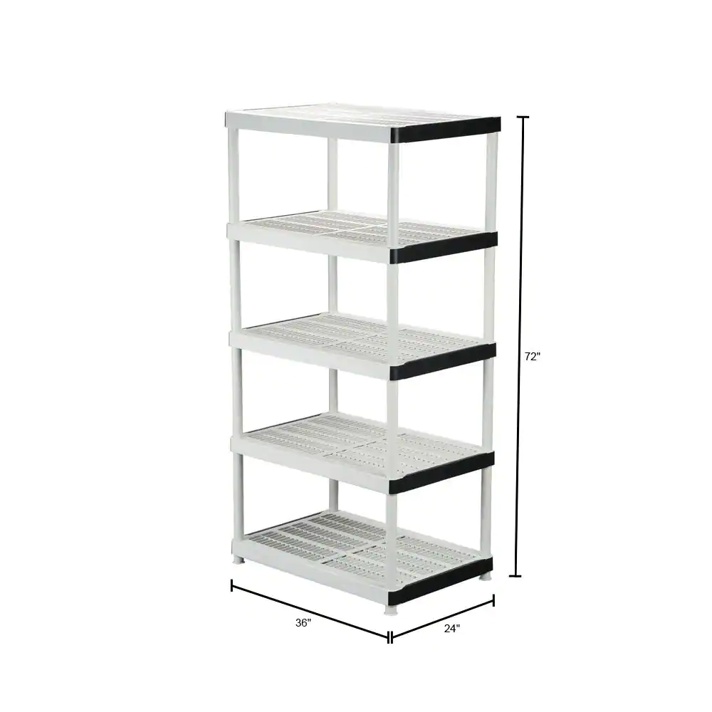 HDX 128974 5-Tier Plastic Garage Storage Shelving Unit in Gray (36