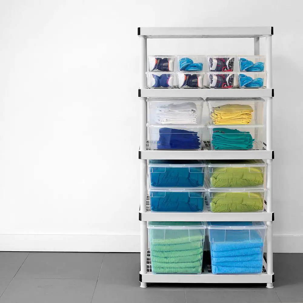 HDX 128974 5-Tier Plastic Garage Storage Shelving Unit in Gray (36 in. W x 72 in. H x 24 in. D)