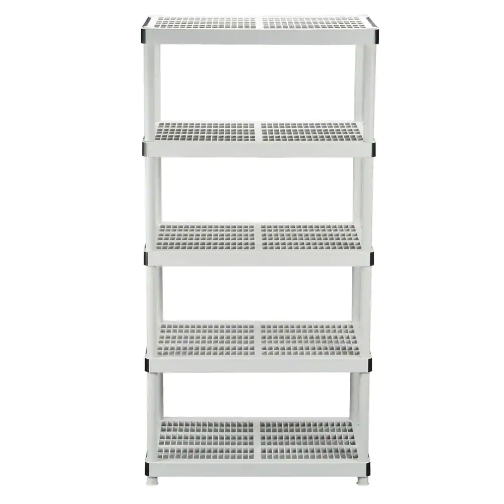 HDX 128974 5-Tier Plastic Garage Storage Shelving Unit in Gray (36 in. W x 72 in. H x 24 in. D)