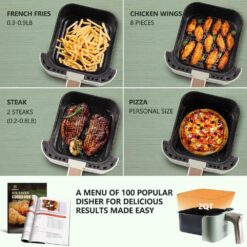 MOOSOO XMKJ-CA0113001 2 qt. Premium Green Air Fryer for 1-2 People with Timer, Temperature Controls, Recipe Book, 1200-Watt