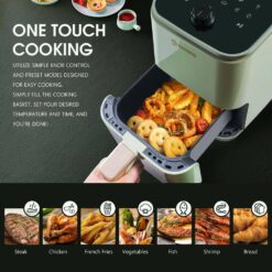 MOOSOO XMKJ-CA0113001 2 qt. Premium Green Air Fryer for 1-2 People with Timer, Temperature Controls, Recipe Book, 1200-Watt