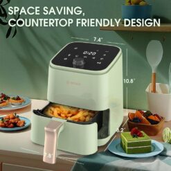 MOOSOO XMKJ-CA0113001 2 qt. Premium Green Air Fryer for 1-2 People with Timer, Temperature Controls, Recipe Book, 1200-Watt