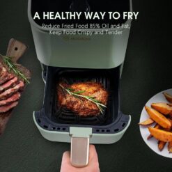 MOOSOO XMKJ-CA0113001 2 qt. Premium Green Air Fryer for 1-2 People with Timer, Temperature Controls, Recipe Book, 1200-Watt