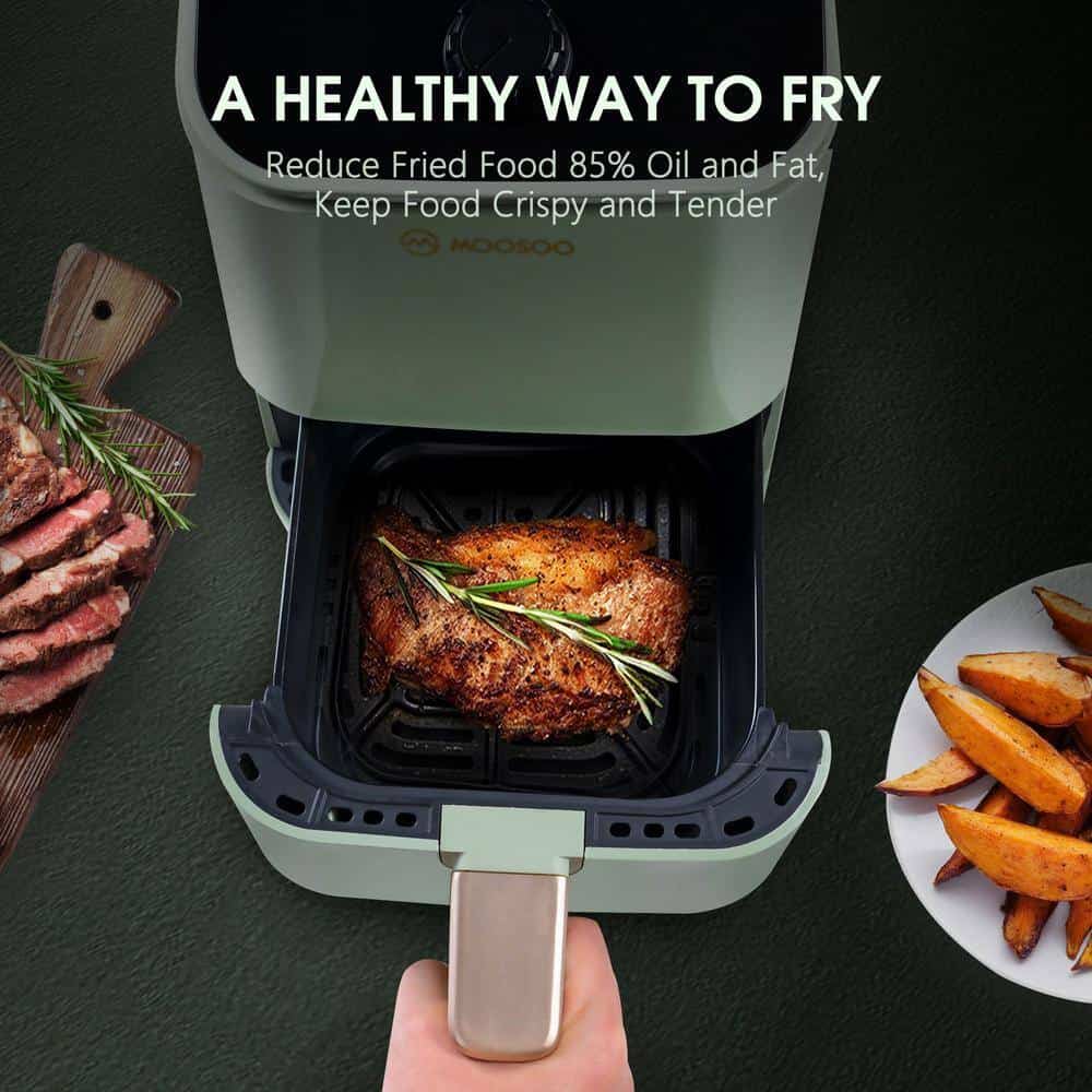 MOOSOO XMKJ-CA0113001 2 qt. Premium Green Air Fryer for 1-2 People with Timer, Temperature Controls, Recipe Book, 1200-Watt