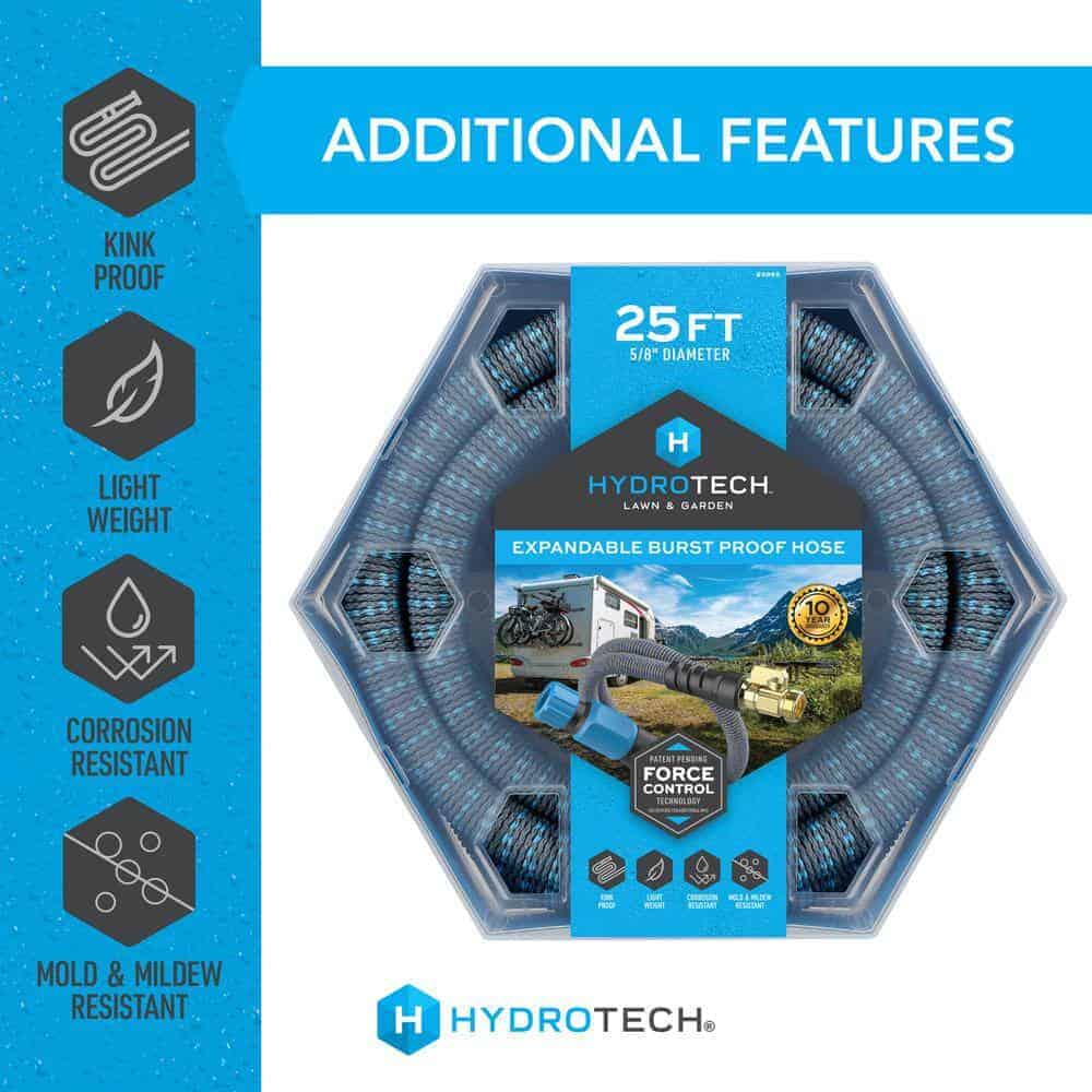 Hydrotech 8988C4 5/8 in. Dia x 25 ft. Burst Proof Expandable Garden Water Hose