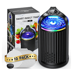 CreateFun Fruit Fly Traps for Indoors, Smart Pro Indoor Insect Traps, One-Click Start with Memory Mode, Black