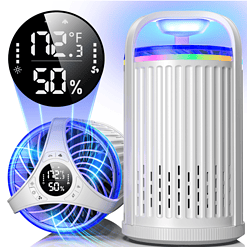CreateFun Bug Zapper Indoor with Temperature & Humidity Sensor, Fly Trap Indoor, 3-in-1 Fruit Fly Trap, White