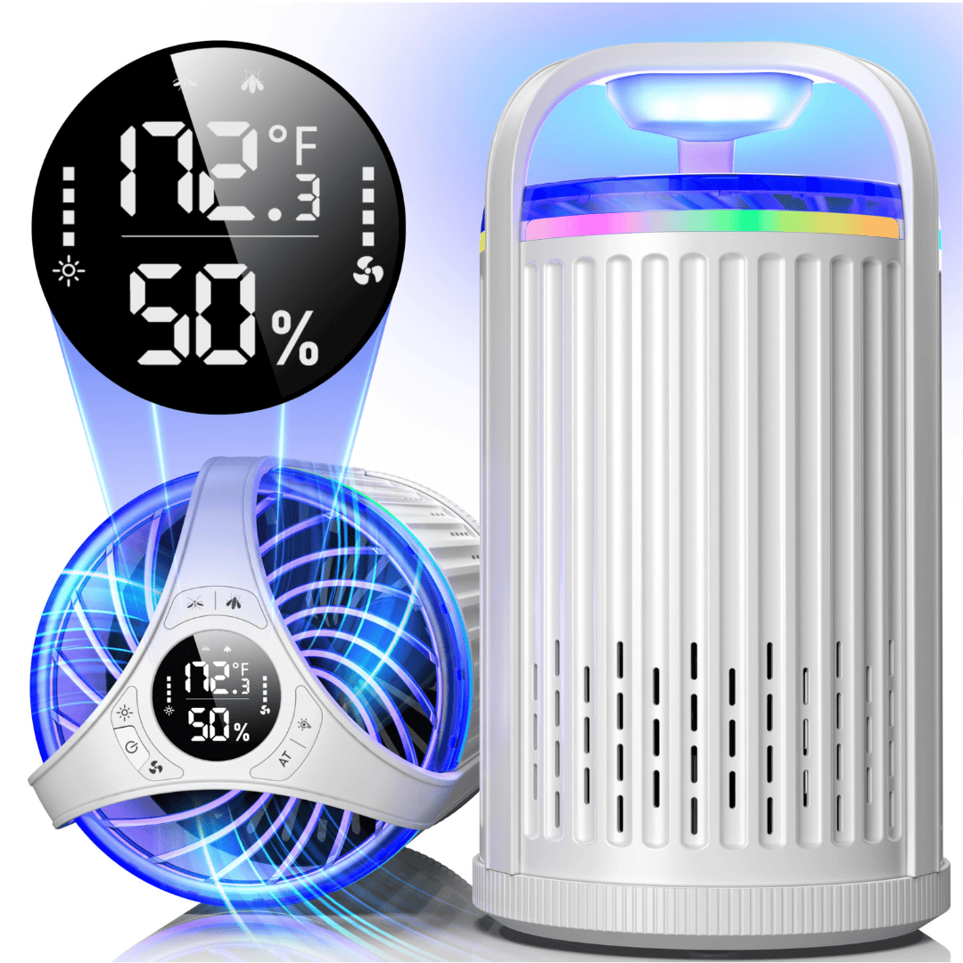 CreateFun Bug Zapper Indoor with Temperature & Humidity Sensor, Fly Trap Indoor, 3-in-1 Fruit Fly Trap, White