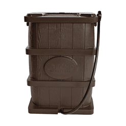 FCMP Outdoor 45 Gal. Woodgrain Rain Barrel in Brown