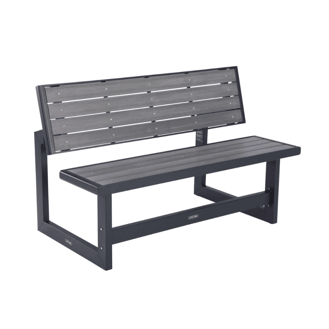 LIFETIME 60253 Outdoor Convertible Bench, 55 Inch, Harbor Gray
