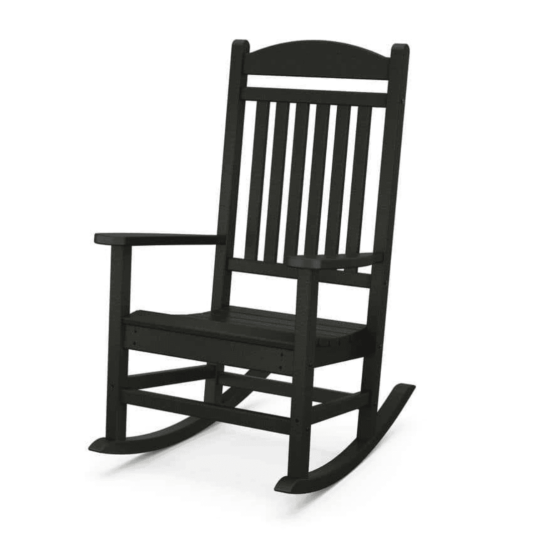 POLYWOOD R105BL Grant Park Black Plastic Outdoor Rocking Chair, Black