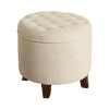 Homepop Home Decor | Upholstered Round Velvet Tufted Foot Rest Ottoman, Cream Small