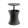 Keter Pacific Cool Bar Outdoor Patio Furniture and Hot Tub Side Table with 7.5 Gallon Beer and Wine Cooler, Espresso Brown