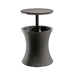 Keter Pacific Cool Bar Outdoor Patio Furniture and Hot Tub Side Table with 7.5 Gallon Beer and Wine Cooler, Espresso Brown