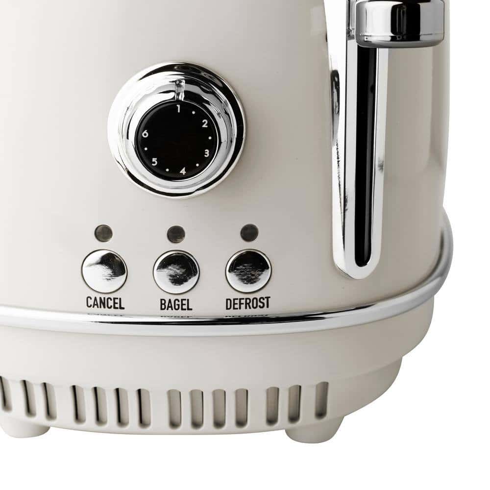 HADEN 75018 Heritage 900-Watt 2-Slice Wide Slot Ivory White Retro Toaster