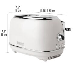 HADEN 75018 Heritage 900-Watt 2-Slice Wide Slot Ivory White Retro Toaster