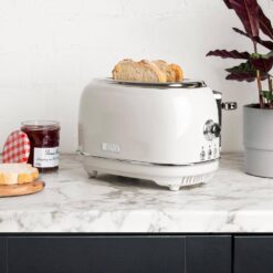 HADEN 75018 Heritage 900-Watt 2-Slice Wide Slot Ivory White Retro Toaster