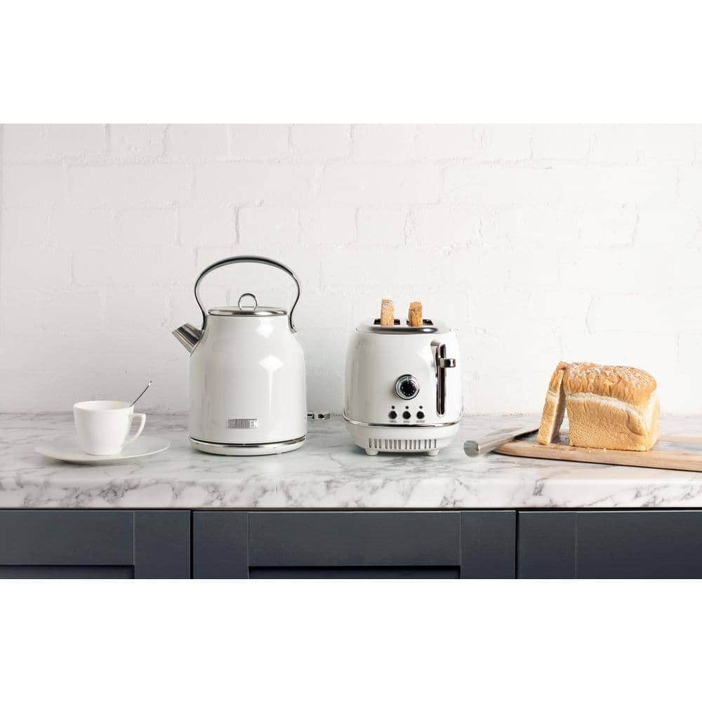 HADEN 75018 Heritage 900-Watt 2-Slice Wide Slot Ivory White Retro Toaster
