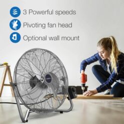 Lasko High Velocity 20 in. 3 Speed Metallic Floor Fan with QuickMount Wall-Mounting System
