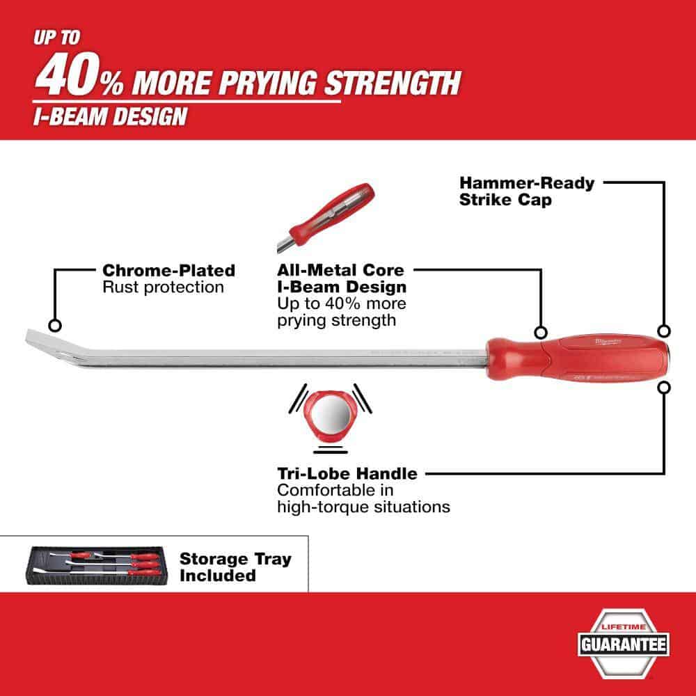 Milwaukee 48-22-9214-48-22-9215 Pry Bar Set with Hook and Pick Set (8-Piece)