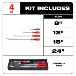 Milwaukee 48-22-9214-48-22-9215 Pry Bar Set with Hook and Pick Set (8-Piece)
