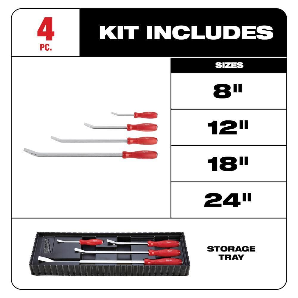 Milwaukee 48-22-9214-48-22-9215 Pry Bar Set with Hook and Pick Set (8-Piece)