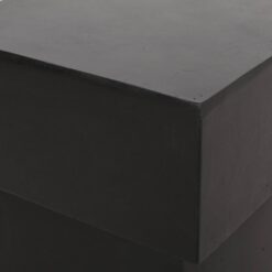 Noble House Aesop Matte Black Square Stone Outdoor Patio Side Table