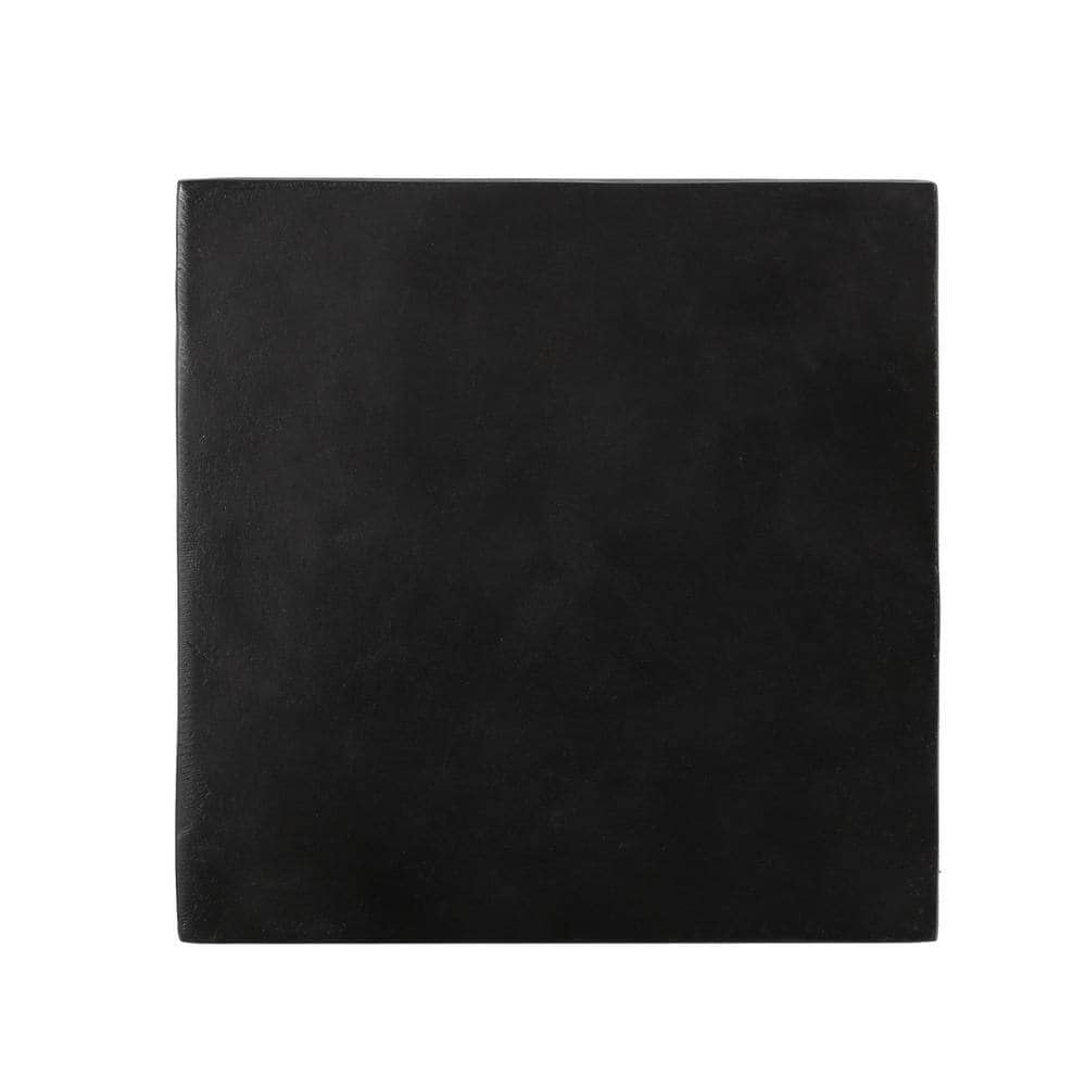 Noble House Aesop Matte Black Square Stone Outdoor Patio Side Table