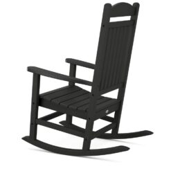 POLYWOOD R105BL Grant Park Black Plastic Outdoor Rocking Chair, Black