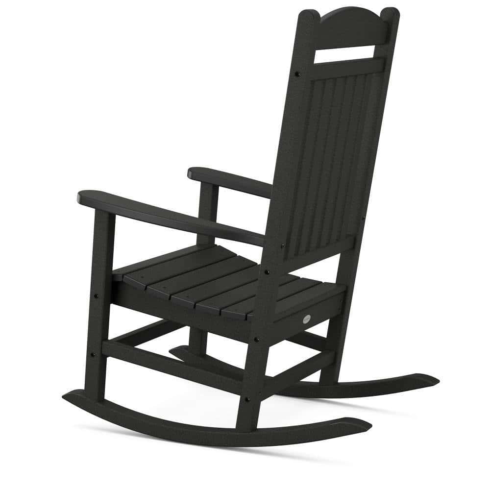 POLYWOOD R105BL Grant Park Black Plastic Outdoor Rocking Chair, Black