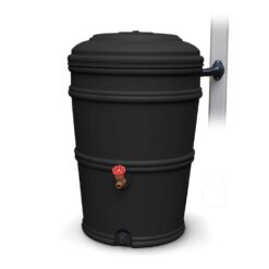 EarthMinded RainStation 45 Gal. Recycled Black Rain Barrel with Diverter
