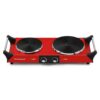 Elexnux Portable 2-Burner 7.4 in. Red Electric Stove 1800-Watt Hot Plate with Anti-Scald Handles