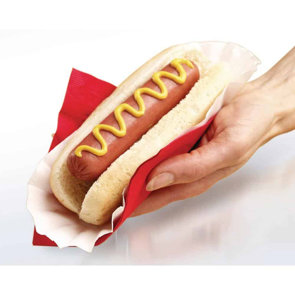 Nostalgia RHDT800RETRORED Retro Series 4-Slice Red Hot Dog and Bun Toaster with Crumb Tray and Mini Tongs