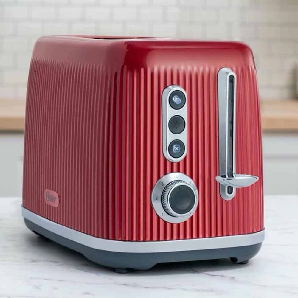 Oster 985119798M Retro 2-Slice Toaster with Extra Wide Slots in Red