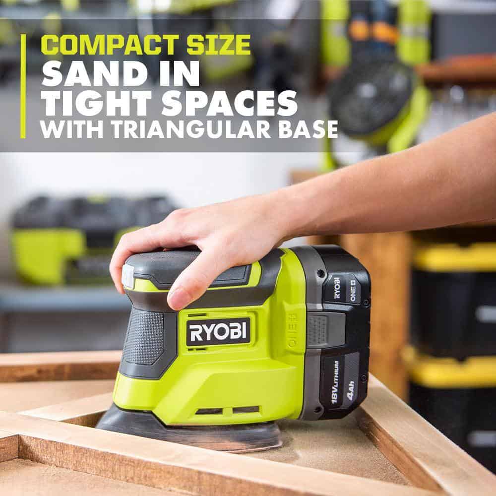 RYOBI ONE+ PCL406416SB 18V Cordless 2-Tool Combo Kit with Random Orbit Sander and Corner Cat Finish Sander (Tools Only)