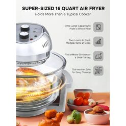 Big Boss 8605 16 Qt. Silver Oil-less Air Fryer with Built-In Timer