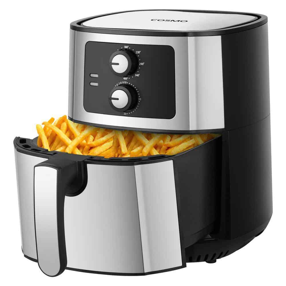 Cosmo COS-58AFAKSS 5.8 qt. Electric Hot Air Fryer with Temperature Control, Timer, Non-Stick Frying Tray, 1400W
