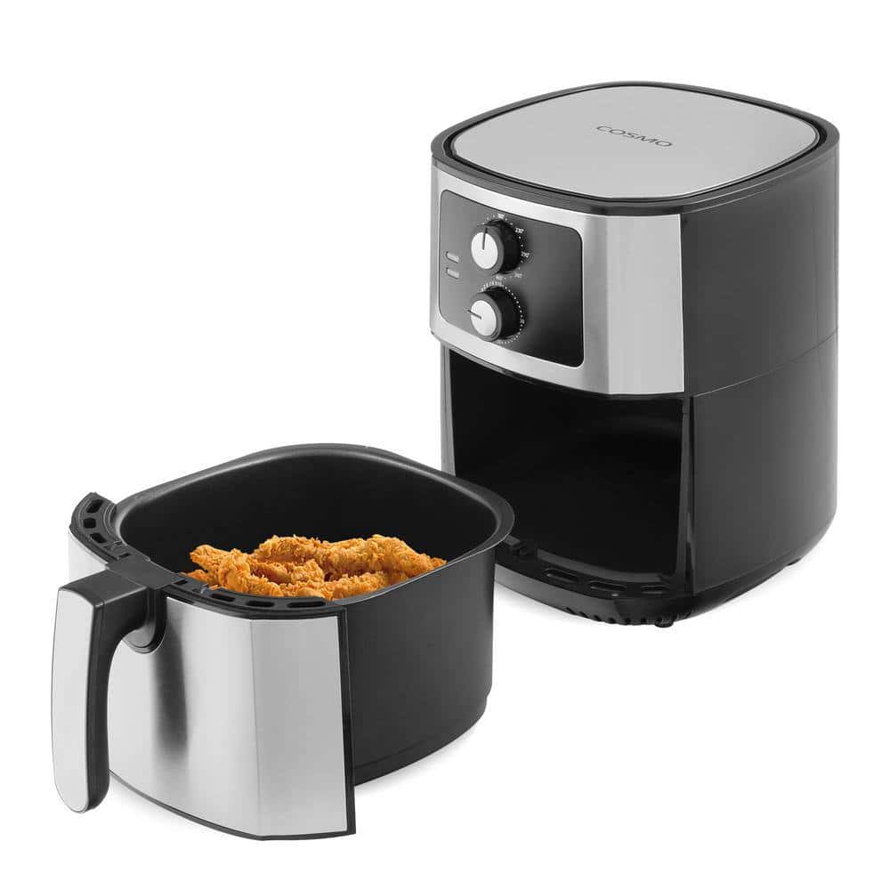 Cosmo COS-58AFAKSS 5.8 qt. Electric Hot Air Fryer with Temperature Control, Timer, Non-Stick Frying Tray, 1400W