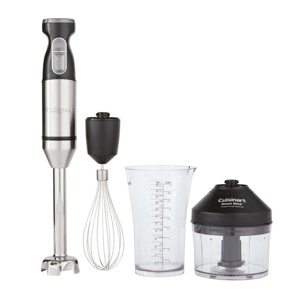 Cuisinart CSB-179P1 Smart Stick 5-Speed Stainless Steel Immersion Blender with 3-Cup Chopper and Grinder Attachment