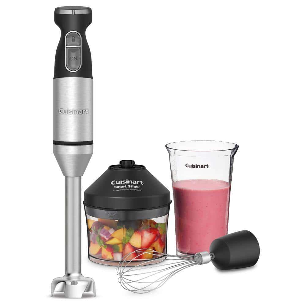 Cuisinart CSB-179P1 Smart Stick 5-Speed Stainless Steel Immersion Blender with 3-Cup Chopper and Grinder Attachment