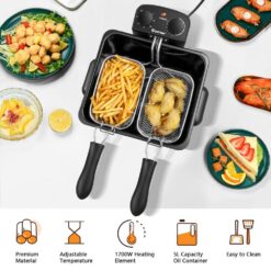 Costway BXD4-A955U1 5.3QT/21-Cup Silver Electric Deep Fryer Stainless Steel 1700-Watt Triple Basket
