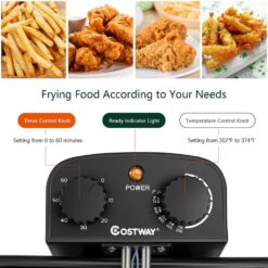 Costway BXD4-A955U1 5.3QT/21-Cup Silver Electric Deep Fryer Stainless Steel 1700-Watt Triple Basket