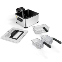 Costway BXD4-A955U1 5.3QT/21-Cup Silver Electric Deep Fryer Stainless Steel 1700-Watt Triple Basket
