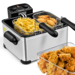 Costway BXD4-A955U1 5.3QT/21-Cup Silver Electric Deep Fryer Stainless Steel 1700-Watt Triple Basket