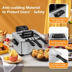 Costway BXD4-A955U1 5.3QT/21-Cup Silver Electric Deep Fryer Stainless Steel 1700-Watt Triple Basket