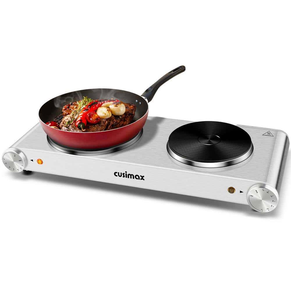 Elexnux Portable 1800-Watt 2-Burner 7.4 in. Silver Electric Hot Plate
