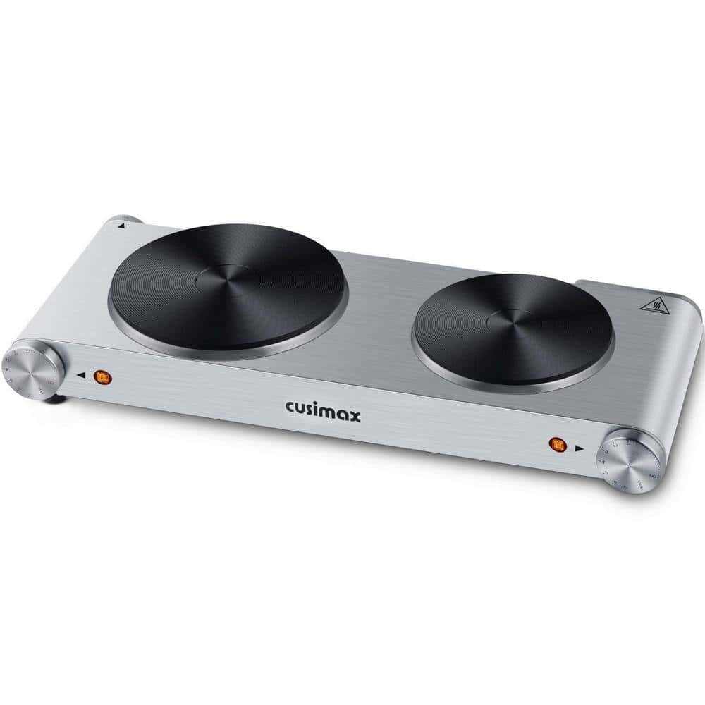 Elexnux Portable 1800-Watt 2-Burner 7.4 in. Silver Electric Hot Plate