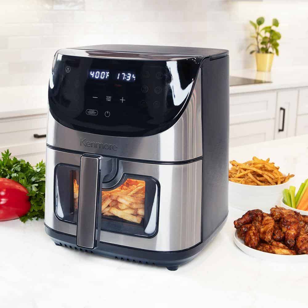 KENMORE KKAF8Q 8 qt. Silver Air Fryer, 1700W, 12 Cooking Presets, Digital Touch Screen, Stainless Steel