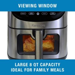 KENMORE KKAF8Q 8 qt. Silver Air Fryer, 1700W, 12 Cooking Presets, Digital Touch Screen, Stainless Steel