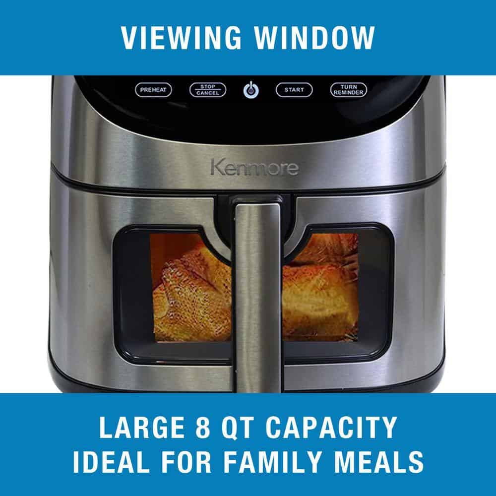 KENMORE KKAF8Q 8 qt. Silver Air Fryer, 1700W, 12 Cooking Presets, Digital Touch Screen, Stainless Steel